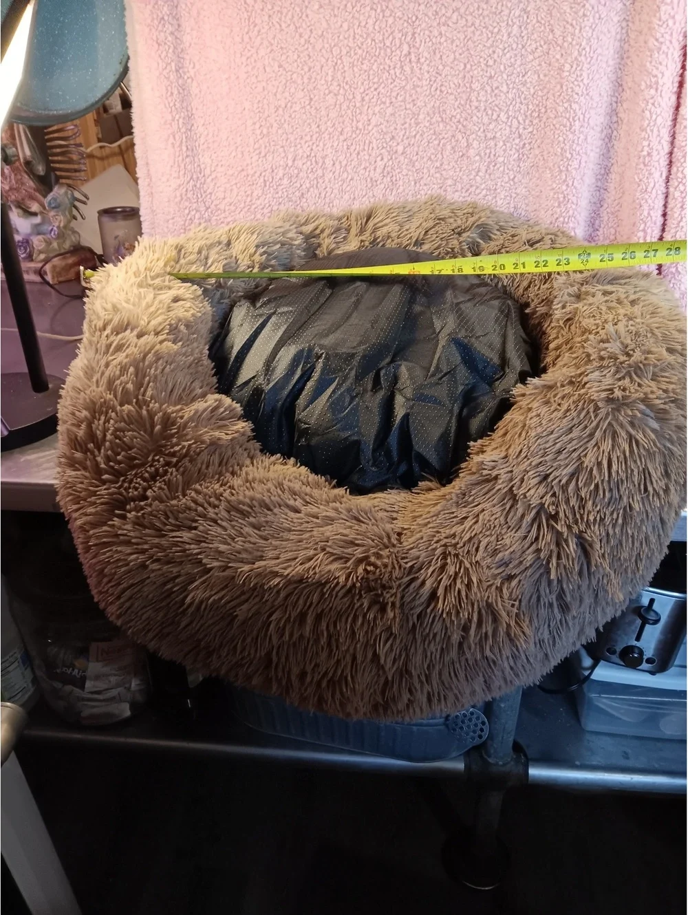Large Donut Round Plush Pet Bed in Brown